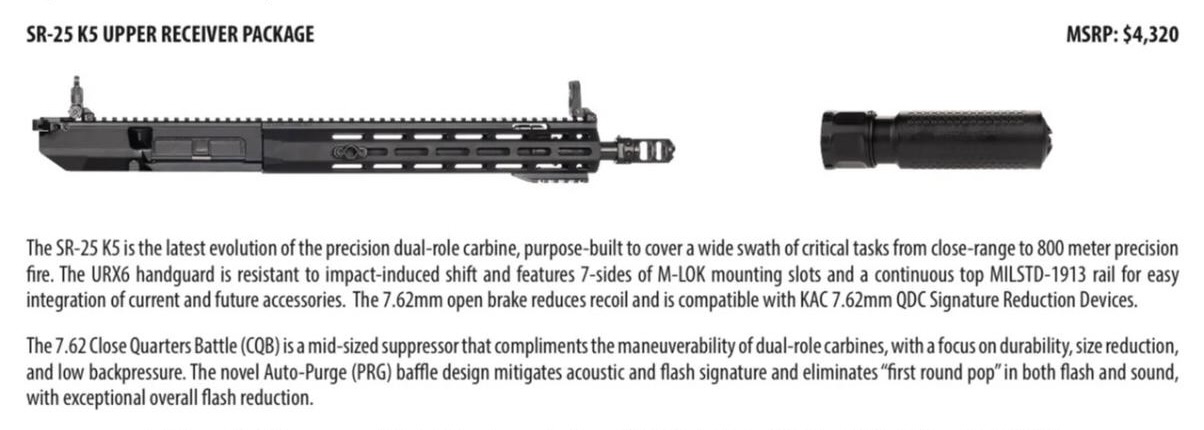 *SHOT SHOW SPECIAL* UPPER RECEIVER, KIT, 7.62, 14.5 IN, K5, MOD 2.6, W/ 7.62 QDC/CQB-PRG SUPPRESSOR